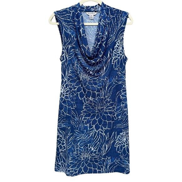 Tommy Bahama Dresses & Skirts - TOMMY BAHAMA BIMINI COWL NECK DRESS Women’s S Navy Print Slinky Knit Sleeveless
